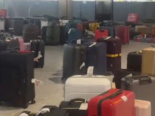 Mountains of luggage at major airport revealed after flights cancelled