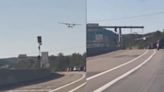 Video shows small plane losing altitude right above I-25 in Colorado before crash landing next to interstate