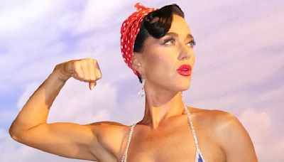 Katy Perry Celebrates July 4th in Nothing But a Star-Shaped American Flag swimsuit