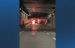 Multi-car wreck causes raging fire in ramp connecting to Ted Williams Tunnel, snarls traffic