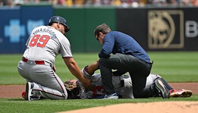 Ronald Acuna Jr. injury update: Braves OF leaves vs. Pirates in first inning with apparent leg injury | Sporting News