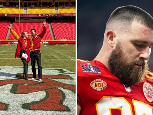 Travis Kelce Receives Humorous Note From Chiefs Christmas Movie Stars ​​Tyler Hynes and Hunter King
