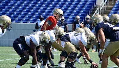 Navy football ‘headed in the right direction’ despite ups and downs at stadium practice