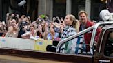 Ryan Gosling, Emily Blunt arrive at 'The Fall Guy' world premiere on a pickup truck