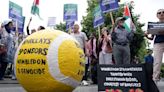 Wimbledon fans met by pro-Palestinian activists outside tournament in protest against Barclays sponsorship