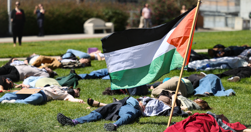 Pro-Palestine die-in held at Cal Poly Dexter Lawn in SLO