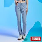 EDWIN JERSEYS 迦績 冰河玉永久涼感窄管直筒牛仔褲-女-漂淺藍