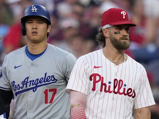 Phillies All-Star slugger Bryce Harper out against Dodgers with bruised left hand