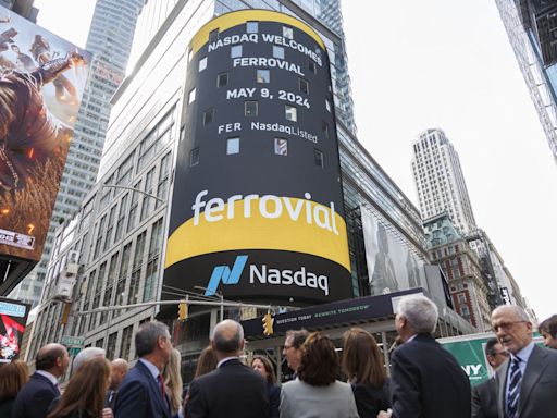 Ferrovial debuta en el Nasdaq con una fuerte subida aunque ahora se deja en torno al 5 %