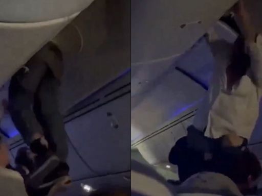 Watch: Air Europa Flight Passenger Gets Stuck On Overhead Bin After Severe Turbulence