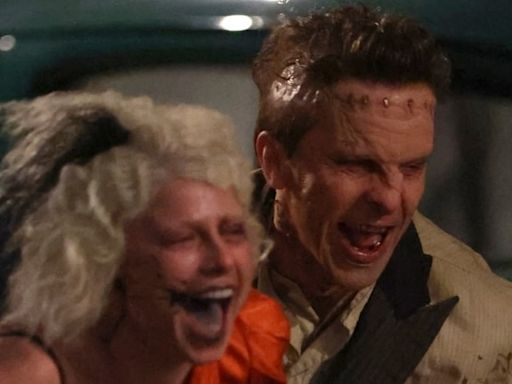 Christian Bale & Jessie Buckley Kiss in Full Frankenstein Monster Looks on ‘The Bride’ Set