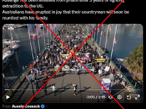 Old video of Sydney march does not show 'crowds greeting Assange's return'