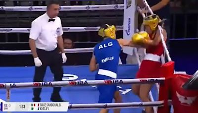 Watch moment boxer Imane Khelif batters opponent