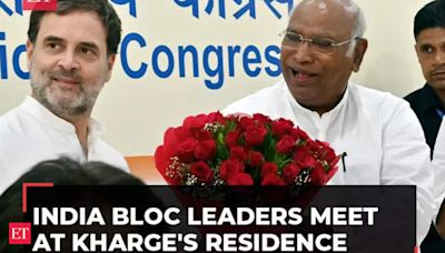 INDIA bloc leaders meet at Kharge's residence; Jairam Ramesh says, 'Oppn will be in attacking mode'