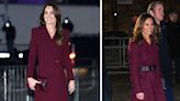 See Pippa Middleton Match Older Sister Kate in a Wine-Colored Coat Dress