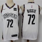 聲名狼藉先生(Biggie) NBA布魯克林籃網隊 熱轉印款式 城市版 球衣 白色 72號