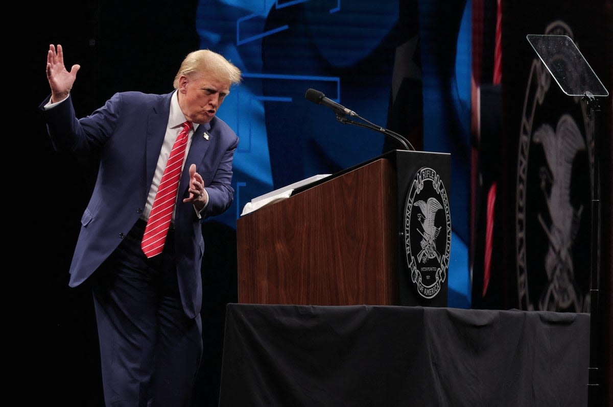 Trump claims ‘low IQ’ Biden only has to stay upright to be declared winner of debates in NRA speech