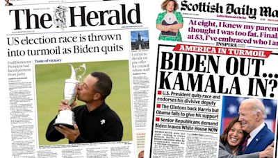 Scotland's papers: US election 'turmoil' as Biden quits and backs Harris