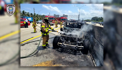 911 calls released after drivers see woman jump from burning car on I-95 near West Palm Beach - WSVN 7News | Miami News, Weather, Sports | Fort Lauderdale