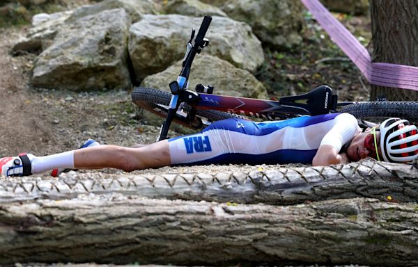 Pictured: Loana Lecomte escapes serious injury in horrific mountain bike crash