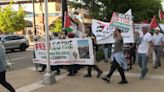 Hundreds gather to protest in support of Palestine at Romare Bearden Park