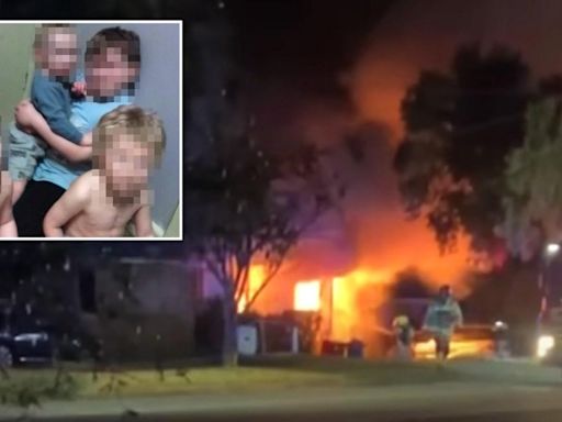 Three children dead after dad 'locks door and sets house on fire'