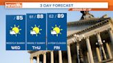 Mainly sunny, warm Wednesday weather