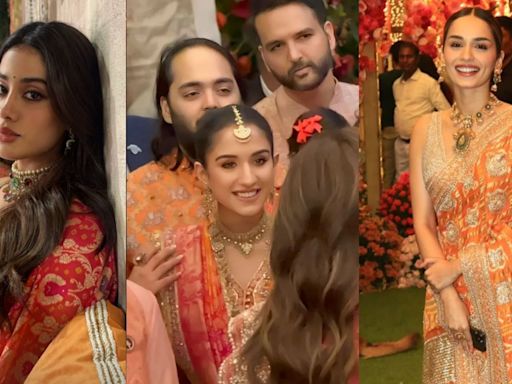 Janhvi Kapoor, Shikhar Pahariya, Manushi Chhillar attend Radhika Merchant’s Mameru ceremony. Watch