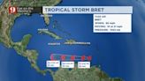 Tropical Storm Bret moves across eastern Caribbean; Tropical Storm Cindy slightly strengthens