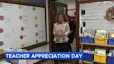 ABC7's Val Warner hands out 'Abbott Elementary' lunch boxes to teachers at McKay Elementary School