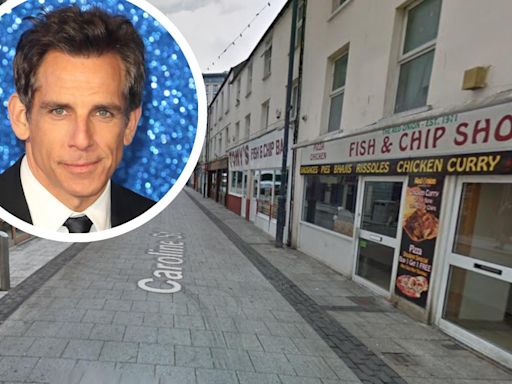 Hollywood star Ben Stiller gags about Cardiff's Chippy Alley with Geraint Thomas