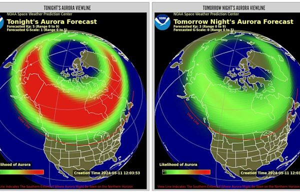 NOAA Posts Aurora Viewline for Tonight and Tomorrow Night (Experimental