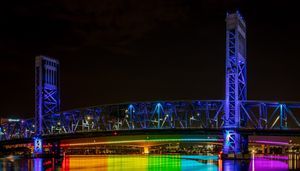 Mixed reactions: Red, white, and blue display to last all summer on Acosta Bridge
