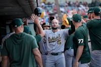 Rooker hits 10th homer in July, Athletics secure winning month with 5-4 victory over Angels