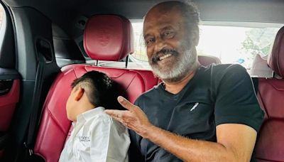 Rajinikanth takes unwilling grandson to school; daughter Soundarya calls him ‘superhero thatha’