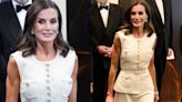 ... of Spain Favors Sparkling Diamanté Details in Self Portrait Midi Dress for Journalism Awards Ceremony Alongside King Felipe...