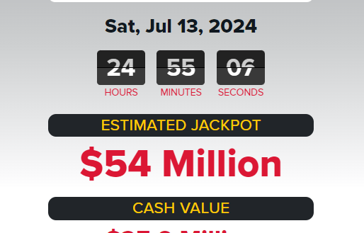 Powerball jackpot at $54 million for Saturday, July 12, 2024 lottery drawing. How to play
