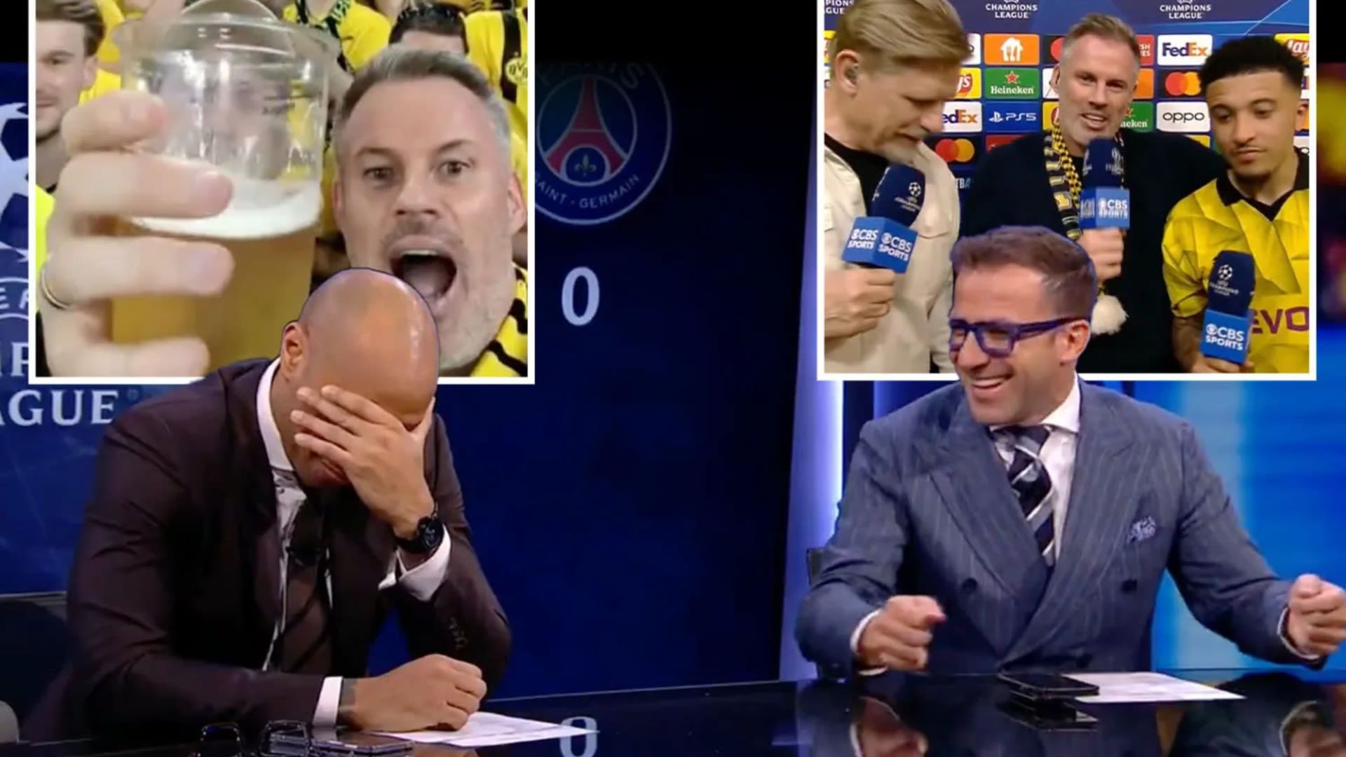 Carragher interviews Sancho on live TV after eight pints and Henry can't watch