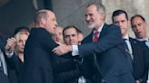 Prince William greets King Felipe during Euros final