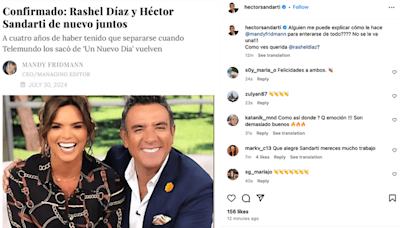 ¡Héctor Sandarti y Rashel Díaz juntos de nuevo!