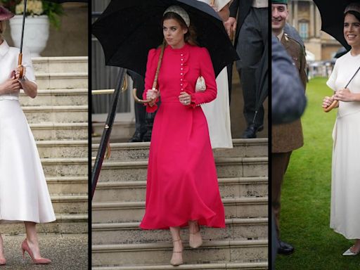 Princesses Beatrice and Eugenie and Zara Tindall were pretty in pink for royal garden party