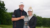 Steve Stricker celebrates his American Family Insurance Championship title with some Miller Lites and a funny flub
