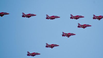 The moment legendary Red Arrows fly high over Worcester