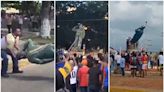 VIDEOS: Venezolanos derriban cuatro estatuas de Hugo Chávez, en protestas contra Nicolás Maduro | El Universal