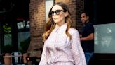 Elizabeth Olsen gets leggy while promoting His Three Daughters in NYC