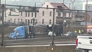 Rush hour traffic backed up due to crash involving tractor-trailer just past Veterans Bridge