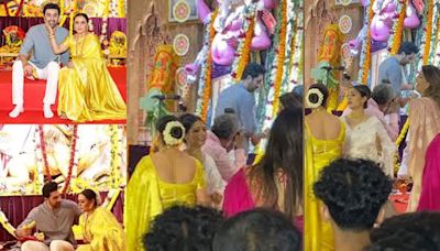 Ranbir Kapoor Touches Panditji’s Feet At Durga Puja Pandal; Tanishaa Mukerji’s Expression Grabs Attention