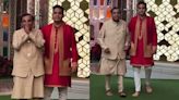 Mukesh Ambani greets paparazzi with son Akash Ambani on Anant Radhika Haldi ceremony