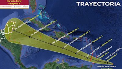 Huracán "Beryl" llegará a la Península de Yucatán por el poniente