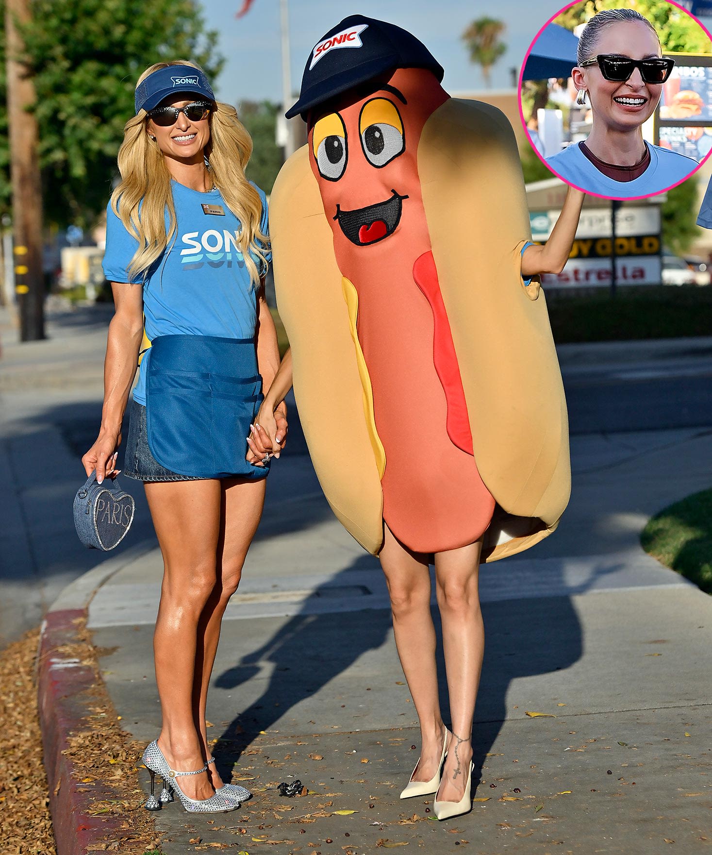 Paris Hilton and Nicole Richie — in a Hot Dog Costume — Film ‘The Simple Life’ Reboot at Sonic